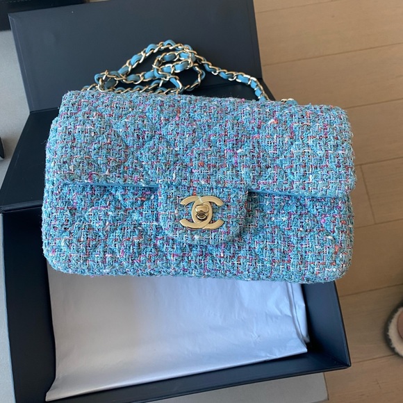 Chanel Blue Tweed Mini Flap - Picture 11 of 11